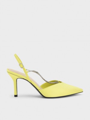 Charles & Keith Adel Recycled Polyester Gem-Riemen Slingback Pumps Hellgrün | 159WXEPFY