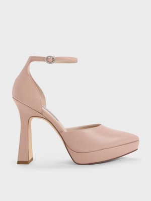 Charles & Keith Ankle Riemen D'Orsay Pumps Beige | 809SFZWDE