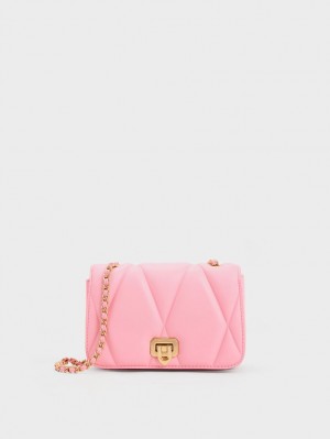 Charles & Keith Arwen Gesteppt Schultertaschen Rosa | 973FHGPAO