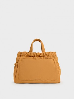 Charles & Keith Aspen Ruched Double Handle Tragetaschen Orange | 967ZNPAIO