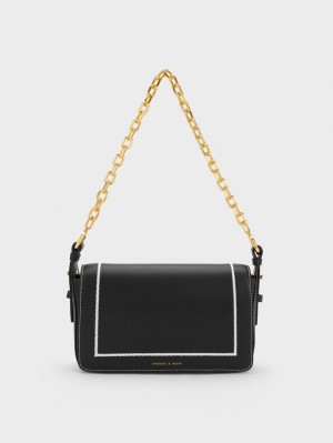 Charles & Keith Astra Chain Handtasche Schwarz | 783DNHYSF