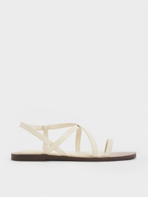 Charles & Keith Asymmetrical Riemchensandalen Weiß | 597CRAPIJ