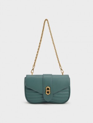 Charles & Keith Aubrielle Panelled Crossbody Taschen Türkis | 508WPJRDN