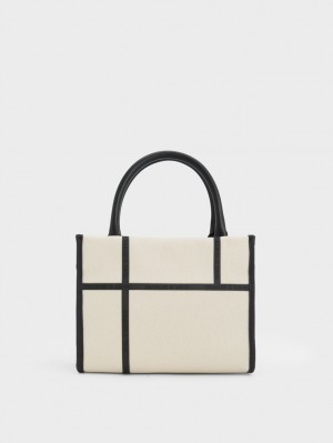 Charles & Keith Avenue Contrast-Trim Tragetaschen Weiß | 872ZOIGBQ