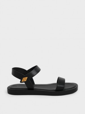 Charles & Keith Back Riemchensandalen Schwarz | 318ARBPWN