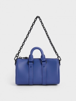 Charles & Keith Balta Chain-Link Bowling Crossbody Taschen Blau | 406AEUNIR