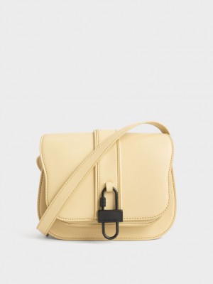 Charles & Keith Balta Padlock Crossbody Taschen Beige | 671YQAOHD