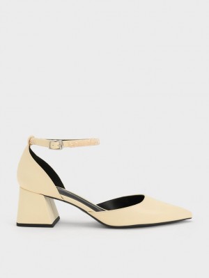 Charles & Keith Beaded Ankle-Riemen D'Orsay Pumps Gelb | 187DZOJIR