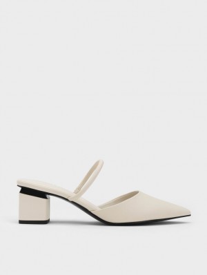 Charles & Keith Block Heel Mules Weiß | 583XVKBAC