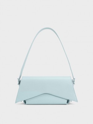 Charles & Keith Boaz Geometric Front Flap Schultertaschen Blau | 061NQXSEB