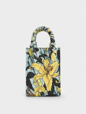 Charles & Keith Botanical Print Fabric Tragetaschen Mehrfarbig | 609ZNRHBO