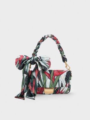 Charles & Keith Botanical Print Fabric Wrapped Handtasche Mehrfarbig | 986MNYZIA