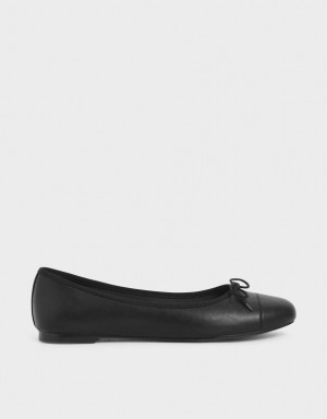 Charles & Keith Bow Ballerinas Schwarz | 608PQMBNE