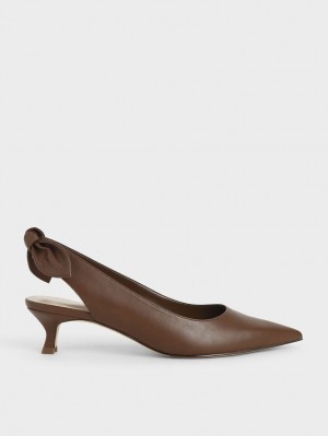 Charles & Keith Bow Slingback Pumps Braun | 168QBWREJ