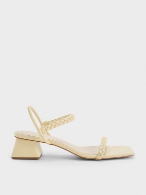 Charles & Keith Braided Back Riemchensandalen Gelb | 195IKGWHL