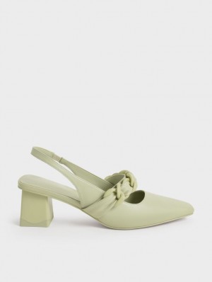 Charles & Keith Braided Chain-Link Slingback Pumps Mintfarben | 126KVZGXP