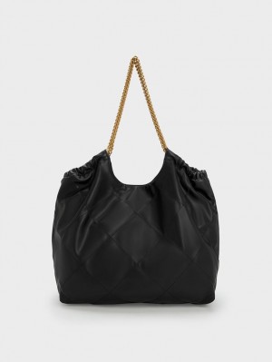 Charles & Keith Braided Handle Tragetaschen Schwarz | 058QSVYMF