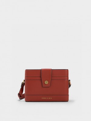 Charles & Keith Bronte Boxy Crossbody Taschen Dunkelrot | 572FNGTRK