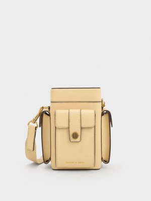 Charles & Keith Bronte Multi-Pocket Crossbody Taschen Beige | 486ORSAKB