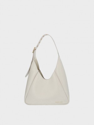 Charles & Keith Buzz Large Hobo Tasche Weiß | 650UIRAXP