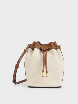 Charles & Keith Canvas Drawstring Bucket Tasche Braun | 807ATQWZJ