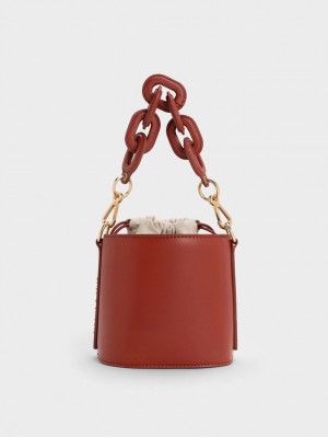 Charles & Keith Catena Bucket Tasche Dunkelrot | 417HFRSMB