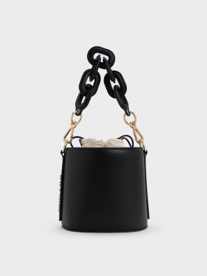 Charles & Keith Catena Bucket Tasche Schwarz | 163GQWAPL