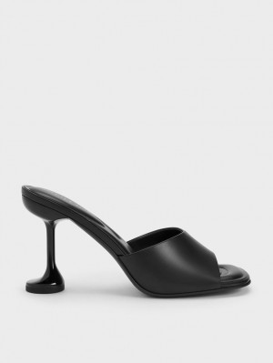 Charles & Keith Celestine Sculptural Heel Mules Schwarz | 952OYNIGA