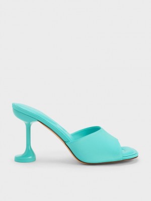 Charles & Keith Celestine Sculptural Heel Mules Türkis | 037BSPGCL