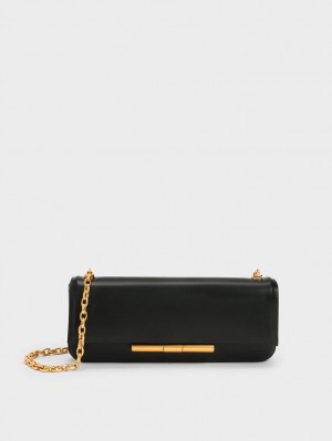 Charles & Keith Cesia Chain Riemen Schultertaschen Schwarz | 076SCENZB