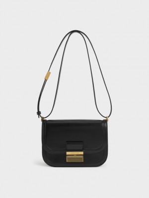 Charles & Keith Charlot Crossbody Taschen Schwarz | 412SDXRQE