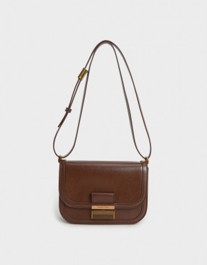 Charles & Keith Charlot Crossbody Taschen Dunkelbraun | 031VOSHZB