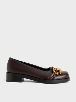 Charles & Keith Chunky Metallic Accent Ballerinas Dunkelbraun | 418IACORD