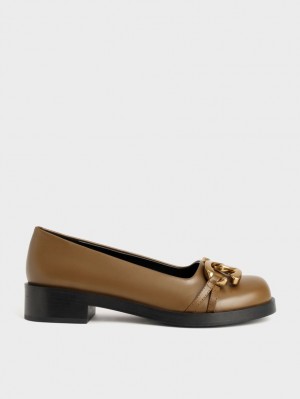 Charles & Keith Chunky Metallic Accent Ballerinas Olivgrün | 501LAWXYU