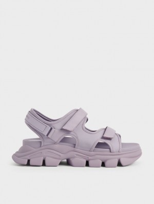 Charles & Keith Chunky Sports Plateausandalen Lila | 153TPBQIV