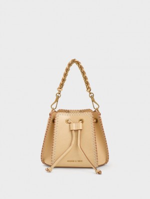 Charles & Keith Circe Stitch-Trim Bucket Tasche Beige | 426GIJXRH