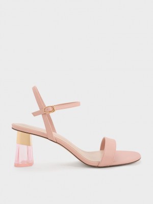 Charles & Keith Clear Trapeze Sandalen Absatz Rosa | 957ISOWRT