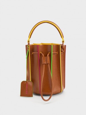 Charles & Keith Clove Top Handle Bucket Tasche Braun | 570SMXJQT