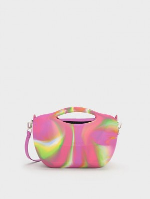 Charles & Keith Cocoon Curved Handle Printed Tragetaschen Mehrfarbig | 425MQNSFE