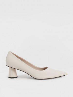 Charles & Keith Cone Heel Pointed-Kappe Pumps Weiß | 987BCYZMR