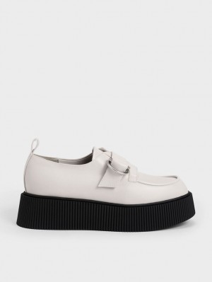 Charles & Keith Cordova Buckled Plattform Halbschuhe Weiß | 758BLWMQG