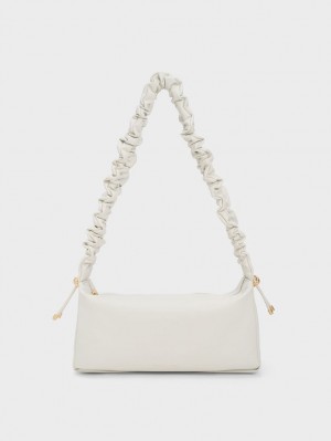 Charles & Keith Cosette Ruched Handtasche Weiß | 062YRWTBP