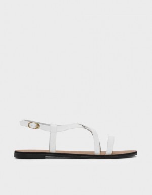 Charles & Keith Criss Cross Sandalen Flach Weiß | 843FJSRVO