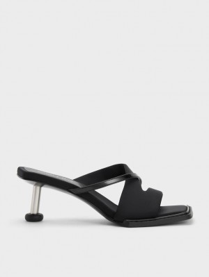 Charles & Keith Crossover Sculptural Sandalen Absatz Schwarz | 238QKSVTZ