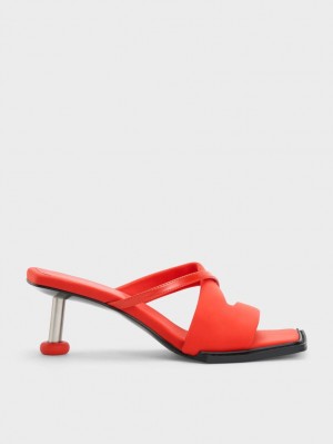 Charles & Keith Crossover Sculptural Sandalen Absatz Rot | 365GOYIDQ