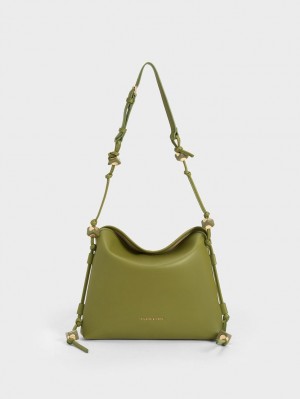 Charles & Keith Cube Knotted Hobo Tasche Olivgrün | 571TDOYJI