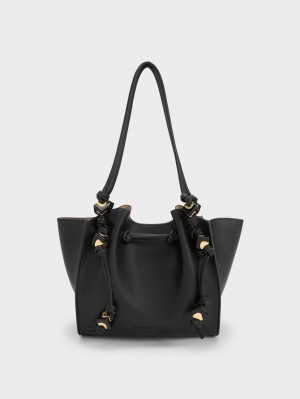 Charles & Keith Cube Trapeze Tragetaschen Schwarz | 045QGWFYO