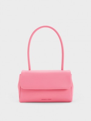 Charles & Keith Curved Handle Schultertaschen Rosa | 713SVETJW