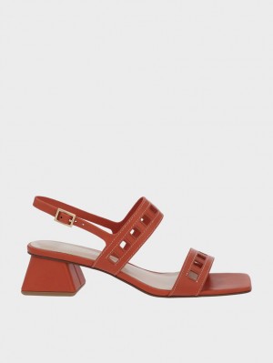 Charles & Keith Cut-Out Absatz Slingback Sandalen Absatz Orange | 839VWCXQY