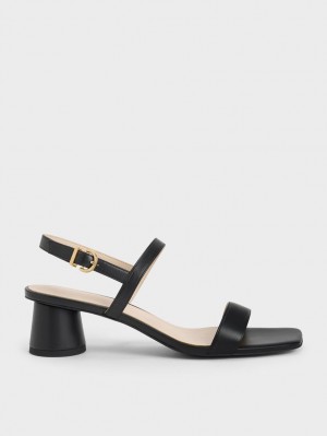 Charles & Keith Cylindrical Heel Back Riemchensandalen Schwarz | 273ZXPUYM